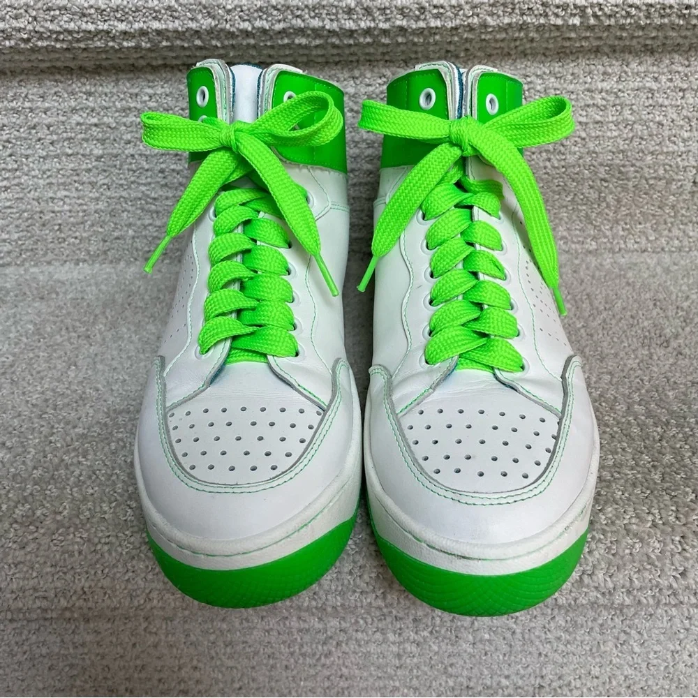 OFF PLAY High Top Sneakers White Green Leather Streetwear Women 10.5-11 Men 9